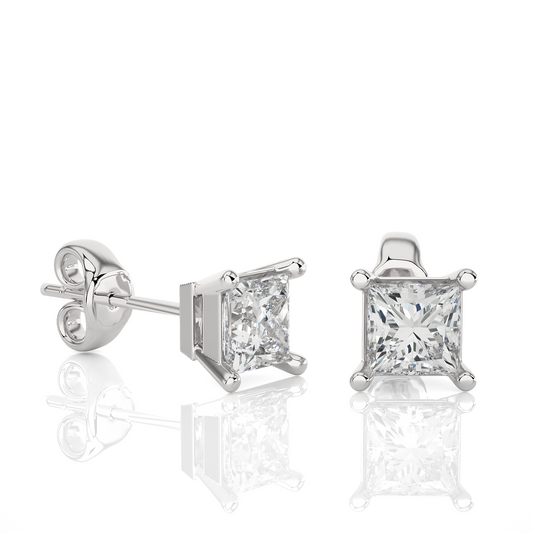 1 Carat Princess Cut Labgrown Diamond Stud Earrings Classic Sparkle For Every Occasion - HIGHCARAT DIAMONDS