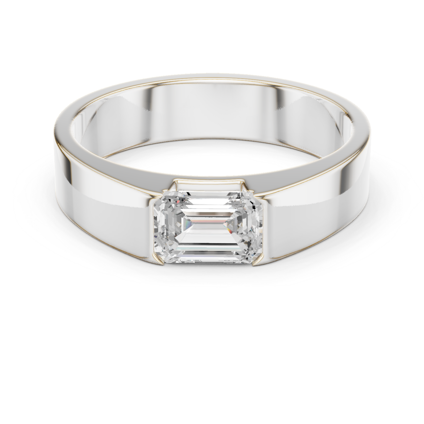 1 stone Solitaire Emerald Shapes Lab Grown Diamond For stunning Elegance Men's Ring - HIGHCARAT DIAMONDS