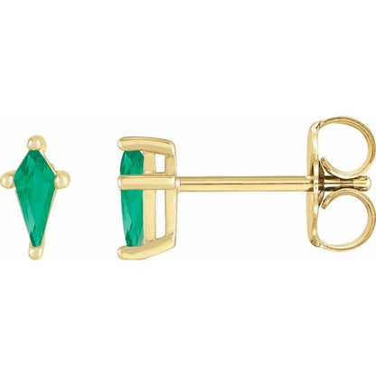 14K Rose Lab-Grown Emerald Earrings