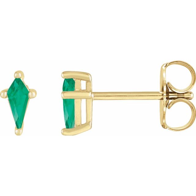 14K Rose Lab-Grown Emerald Earrings