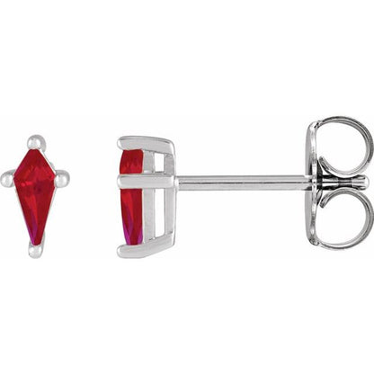 14K White Lab-Grown Ruby Earrings