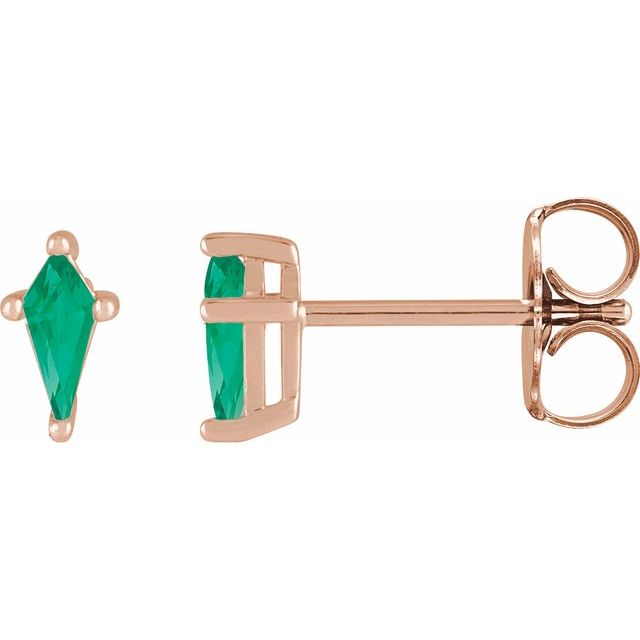 14K Rose Lab-Grown Emerald Earrings