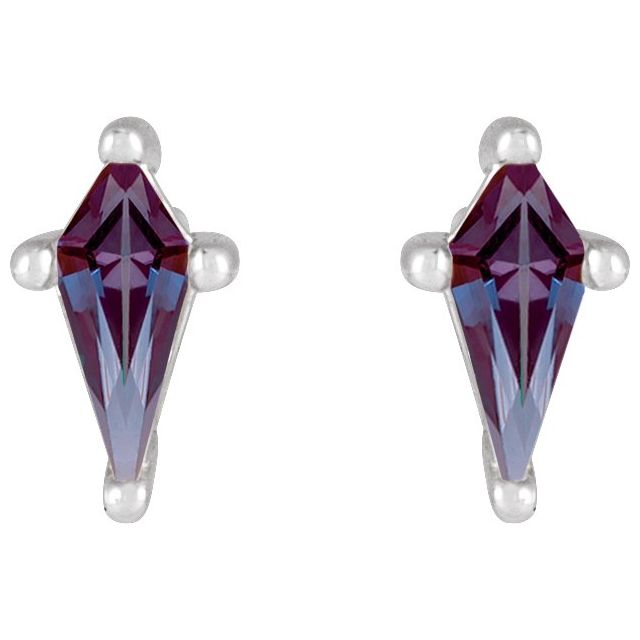 14K White Lab-Grown Alexandrite Earrings