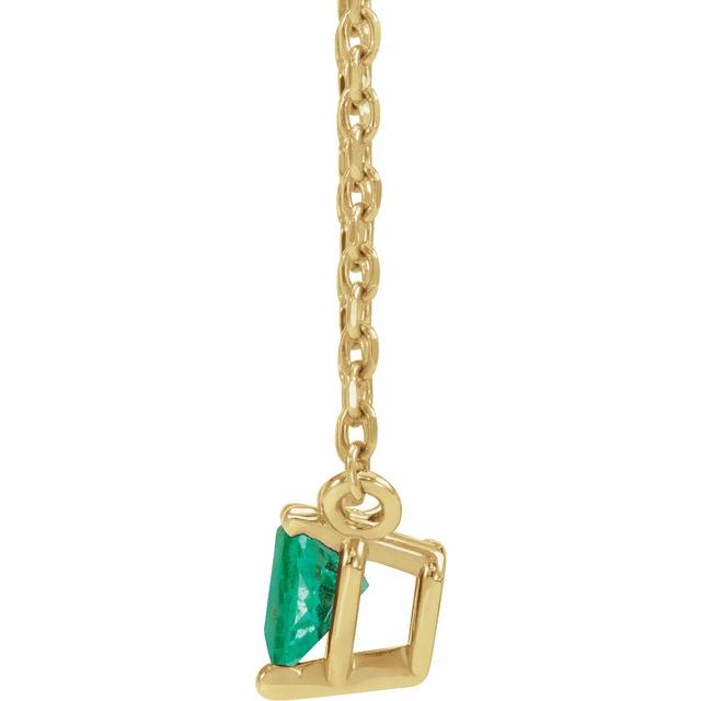 14K Yellow Lab-Grown Emerald Heart 16-18" Necklace