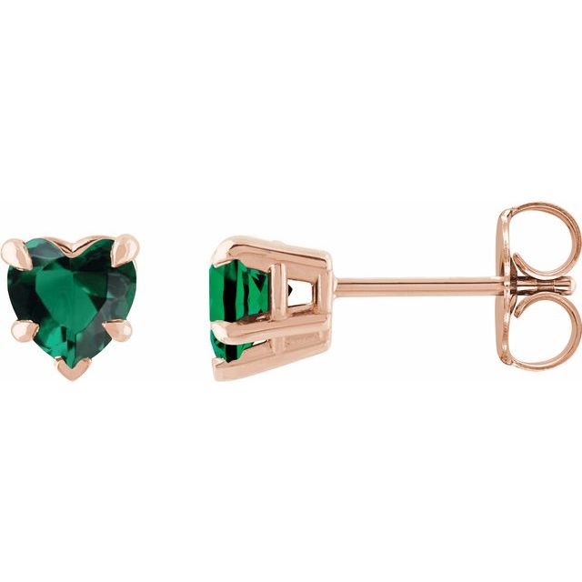 14K White Lab-Grown Emerald Stud Earring