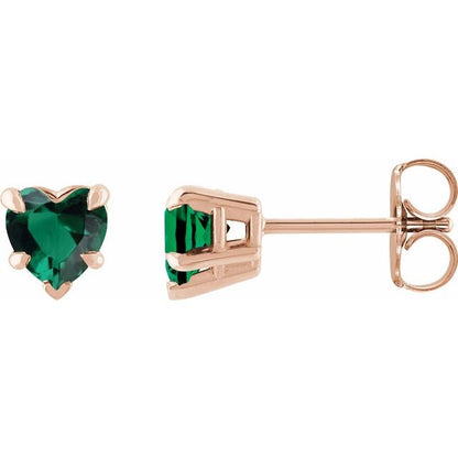 14K White Lab-Grown Emerald Stud Earring