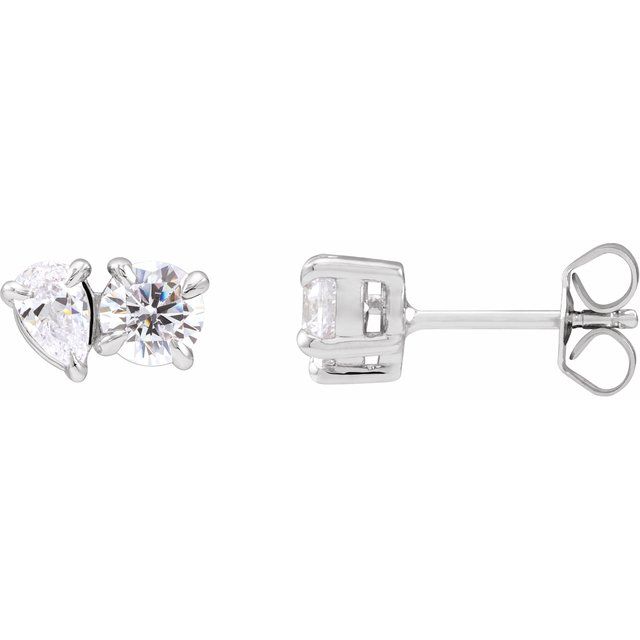 14K Yellow 1 1/6 CTW Lab-Grown Diamond Two-Stone Stud Earrings