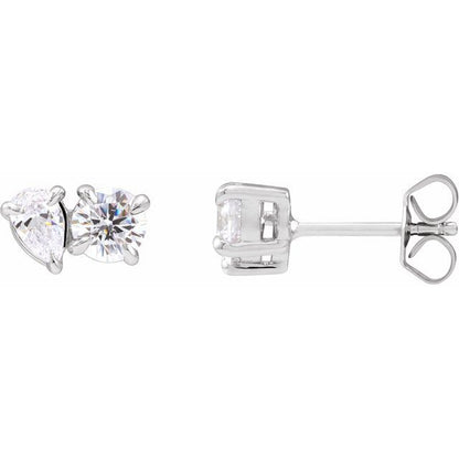 14K Yellow 1 1/6 CTW Lab-Grown Diamond Two-Stone Stud Earrings
