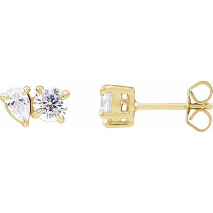 14K Yellow 1 1/6 CTW Lab-Grown Diamond Two-Stone Stud Earrings