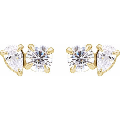 14K Yellow 1 1/6 CTW Lab-Grown Diamond Two-Stone Stud Earrings
