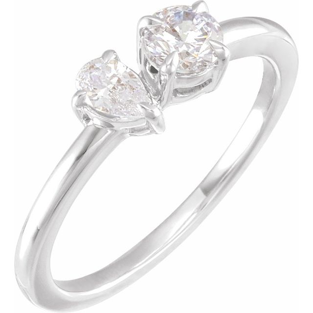 14K Yellow 5/8 CTW Lab-Grown Diamond Two-Stone Ring