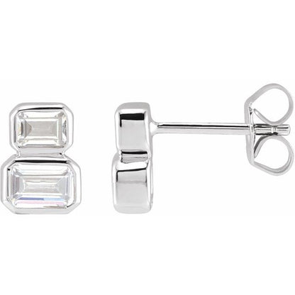 14K Yellow 1 CTW Lab-Grown Diamond Two-Stone Stud Earrings