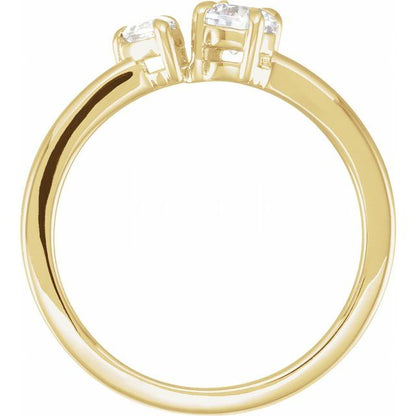 14K Yellow 5/8 CTW Lab-Grown Diamond Two-Stone Ring