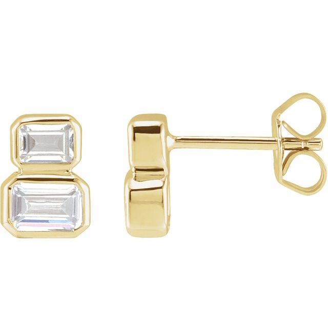 14K Yellow 1 CTW Lab-Grown Diamond Two-Stone Stud Earrings