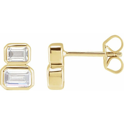 14K Yellow 1 CTW Lab-Grown Diamond Two-Stone Stud Earrings