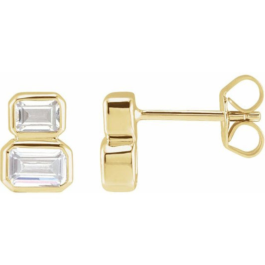 14K Yellow 1 CTW Lab-Grown Diamond Two-Stone Stud Earrings