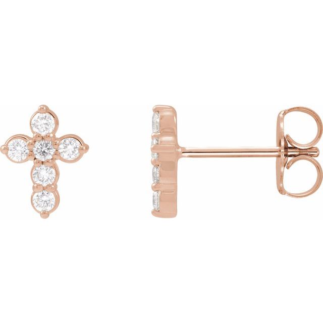 14K Yellow 1/6 CTW Lab-Grown Diamond Cross Earrings