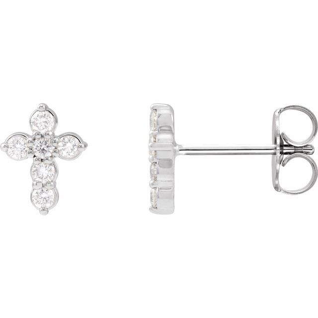 14K Yellow 1/6 CTW Lab-Grown Diamond Cross Earrings