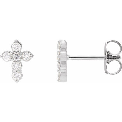 14K Yellow 1/6 CTW Lab-Grown Diamond Cross Earrings