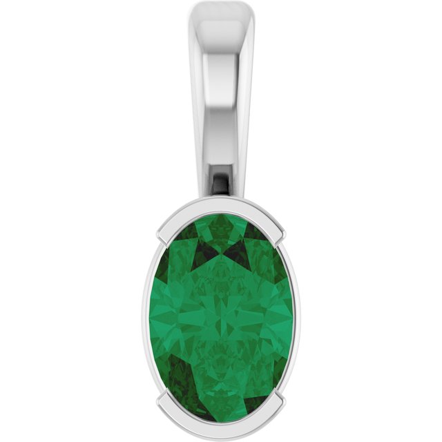 14K Rose Lab-Grown Emerald Pendant
