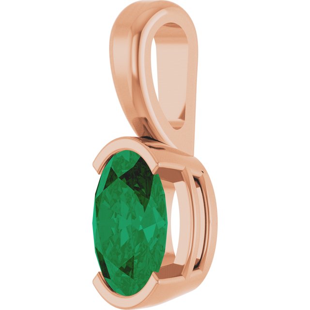 14K Rose Lab-Grown Emerald Pendant