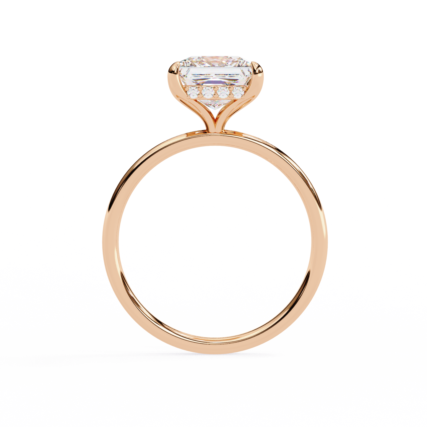10k Solid Gold Princess And Round Cut Lab Grown Diamond hidden halo Daily Wear Women's Ring - HIGHCARAT DIAMONDS