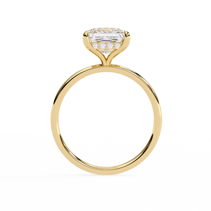 10k Solid Gold Princess And Round Cut Lab Grown Diamond hidden halo Daily Wear Women's Ring - HIGHCARAT DIAMONDS