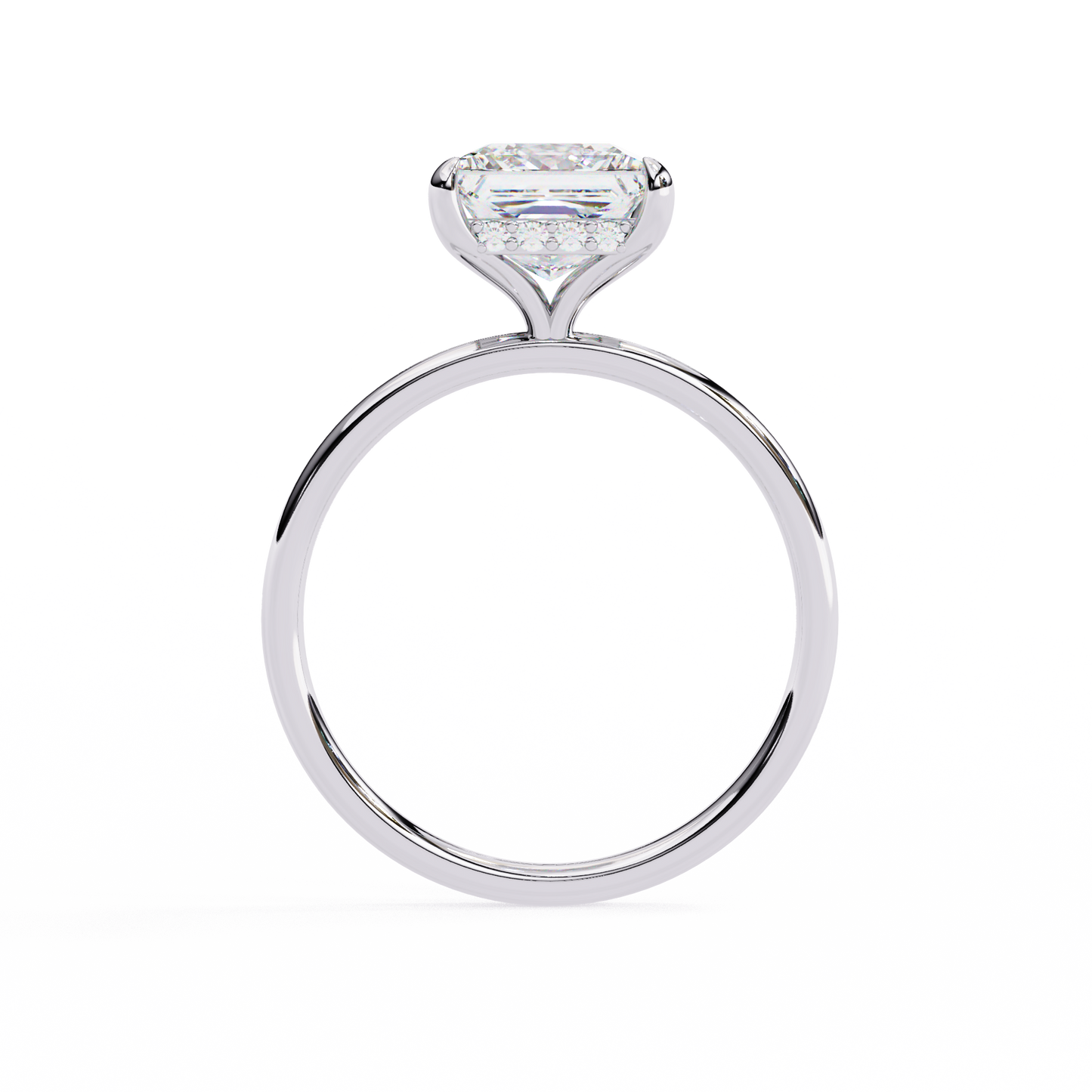 10k Solid Gold Princess And Round Cut Lab Grown Diamond hidden halo Daily Wear Women's Ring - HIGHCARAT DIAMONDS