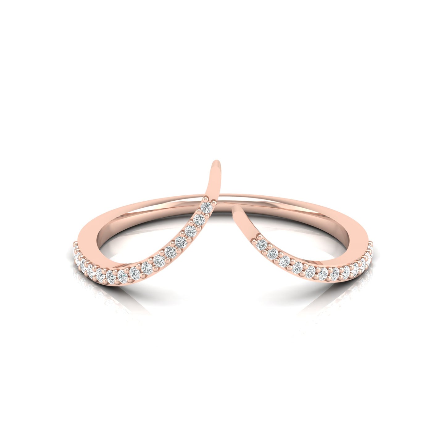 Elegant Round Open-Ended Pave Diamond Band Ring 10KT Solid Gold Minimalist Band For Women - HIGHCARAT DIAMONDS