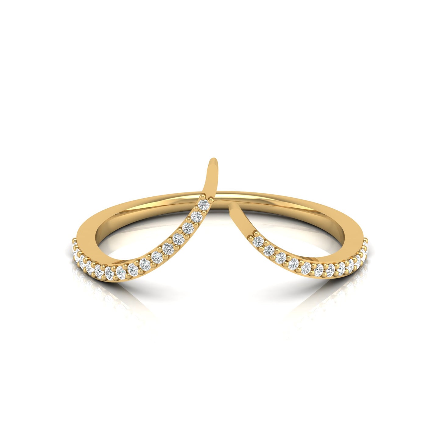 Elegant Round Open-Ended Pave Diamond Band Ring 10KT Solid Gold Minimalist Band For Women - HIGHCARAT DIAMONDS