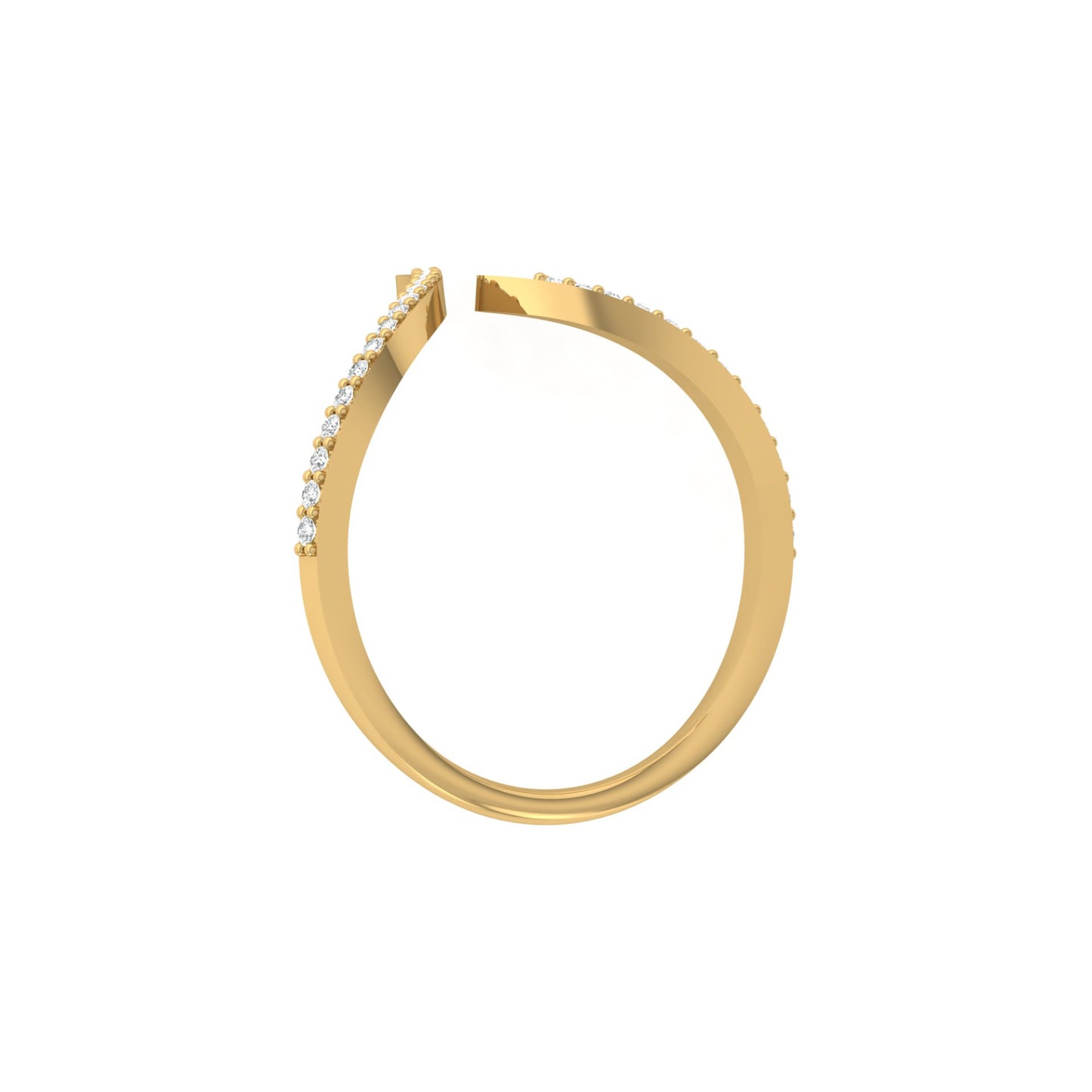 Elegant Round Open-Ended Pave Diamond Band Ring 10KT Solid Gold Minimalist Band For Women - HIGHCARAT DIAMONDS