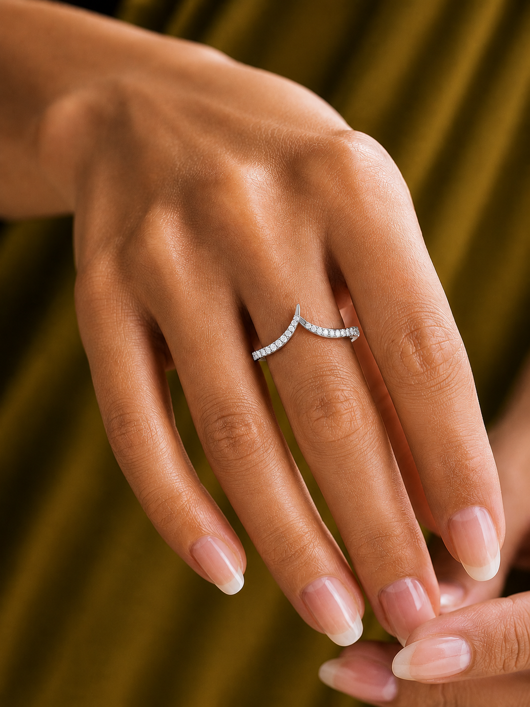 Elegant Round Open-Ended Pave Diamond Band Ring 10KT Solid Gold Minimalist Band For Women - HIGHCARAT DIAMONDS