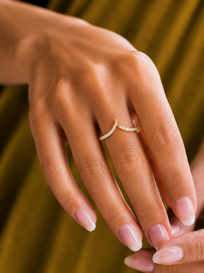 Elegant Round Open-Ended Pave Diamond Band Ring 10KT Solid Gold Minimalist Band For Women - HIGHCARAT DIAMONDS