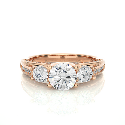 10K Solid Gold Ring, 1.98 Carat Round Cut Lab Grown Diamond Sparkling Diamond Ring  for Proposal Gift