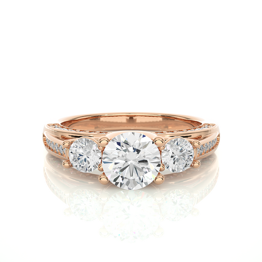10K Solid Gold Ring, 1.98 Carat Round Cut Lab Grown Diamond Sparkling Diamond Ring  for Proposal Gift - HIGHCARAT DIAMONDS