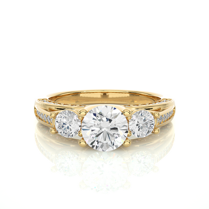 10K Solid Gold Ring, 1.98 Carat Round Cut Lab Grown Diamond Sparkling Diamond Ring  for Proposal Gift