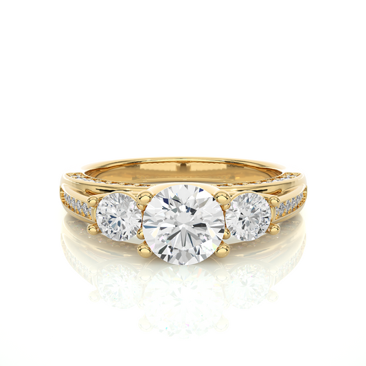 10K Solid Gold Ring, 1.98 Carat Round Cut Lab Grown Diamond Sparkling Diamond Ring  for Proposal Gift - HIGHCARAT DIAMONDS