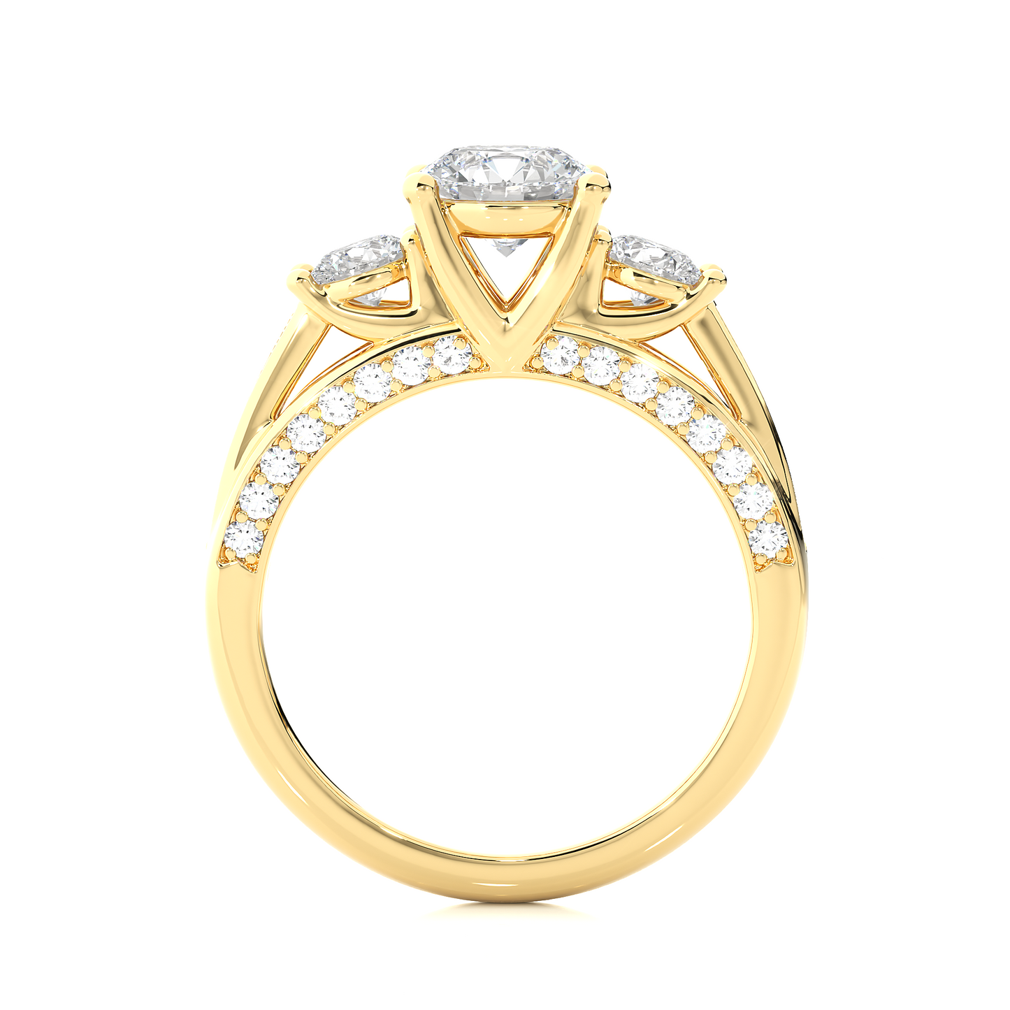 10K Solid Gold Ring, 1.98 Carat Round Cut Lab Grown Diamond Sparkling Diamond Ring  for Proposal Gift