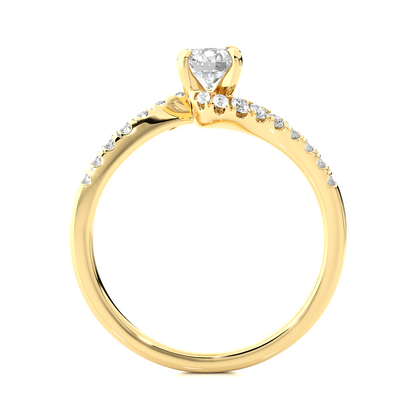10K Solid Gold Solitaire Diamond Twisted Shank Elegant Engagement Ring for Women