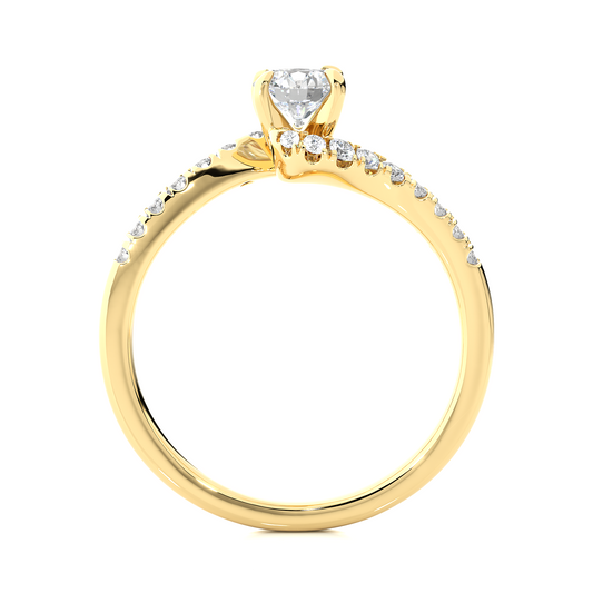 10K Solid Gold Solitaire Diamond Twisted Shank Elegant Engagement Ring for Women