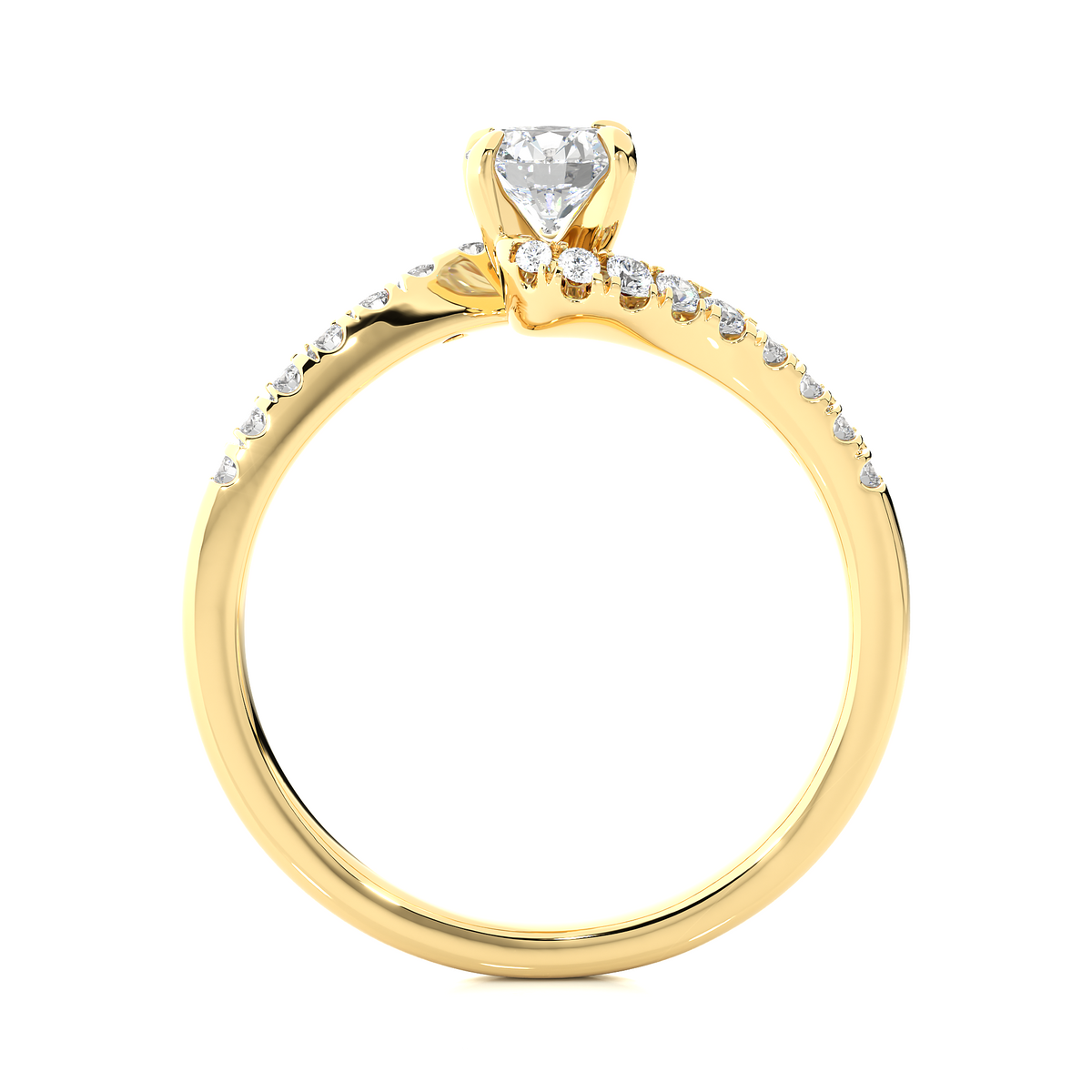 10K Solid Gold Solitaire Diamond Twisted Shank Elegant Engagement Ring for Women - HIGHCARAT DIAMONDS