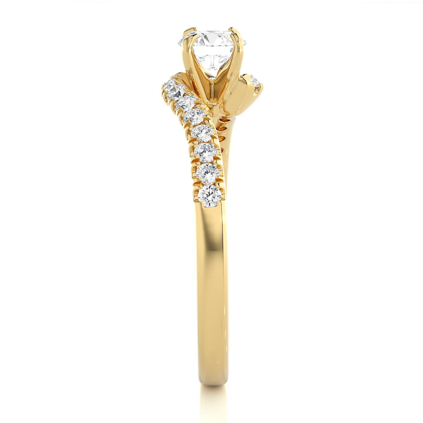 10K Solid Gold Solitaire Diamond Twisted Shank Elegant Engagement Ring for Women