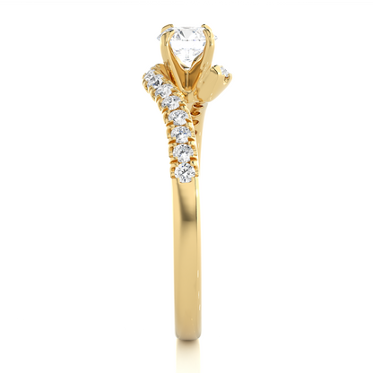 10K Solid Gold Solitaire Diamond Twisted Shank Elegant Engagement Ring for Women