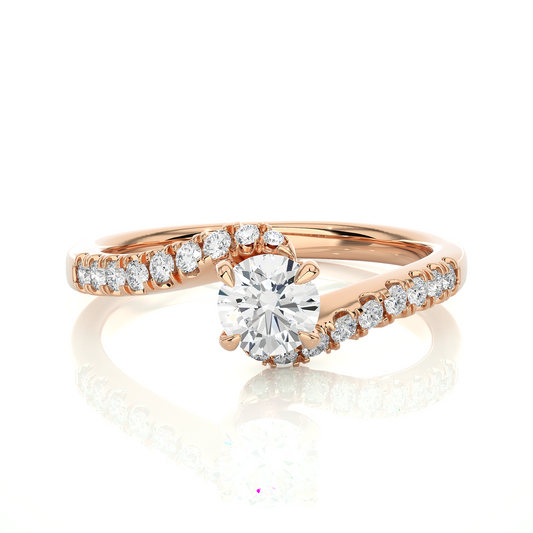10K Solid Gold Solitaire Diamond Twisted Shank Elegant Engagement Ring for Women - HIGHCARAT DIAMONDS