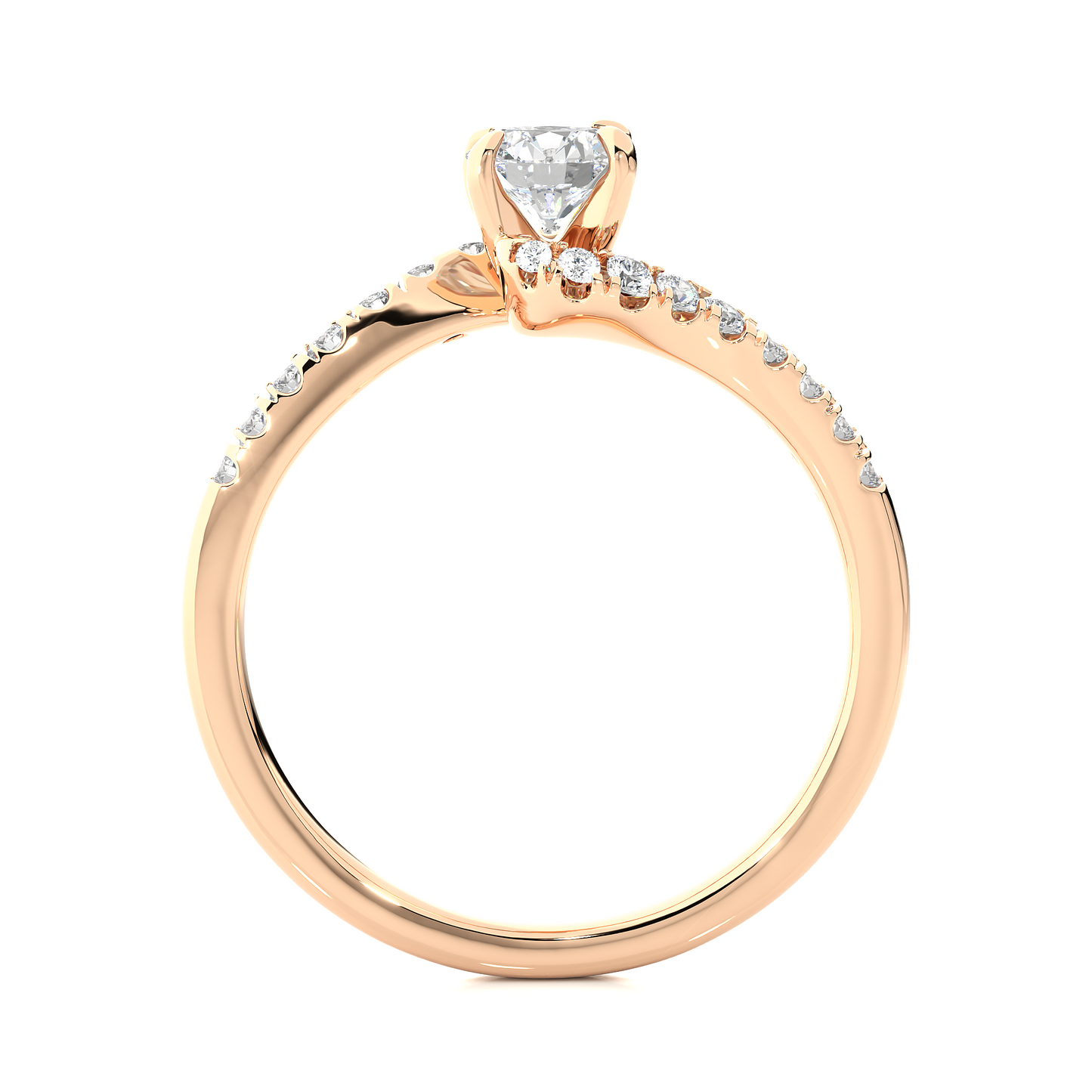 10K Solid Gold Solitaire Diamond Twisted Shank Elegant Engagement Ring for Women