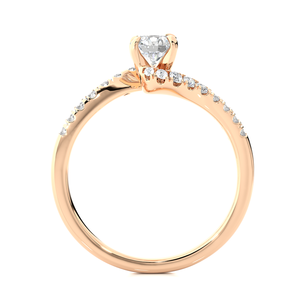 10K Solid Gold Solitaire Diamond Twisted Shank Elegant Engagement Ring for Women - HIGHCARAT DIAMONDS