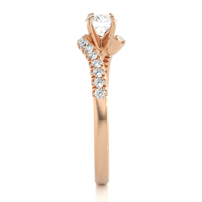 10K Solid Gold Solitaire Diamond Twisted Shank Elegant Engagement Ring for Women