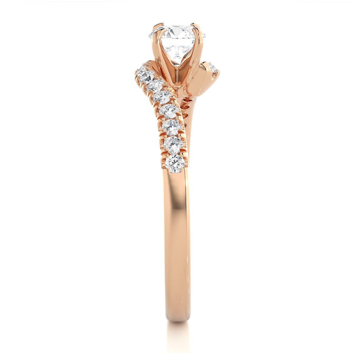 10K Solid Gold Solitaire Diamond Twisted Shank Elegant Engagement Ring for Women - HIGHCARAT DIAMONDS