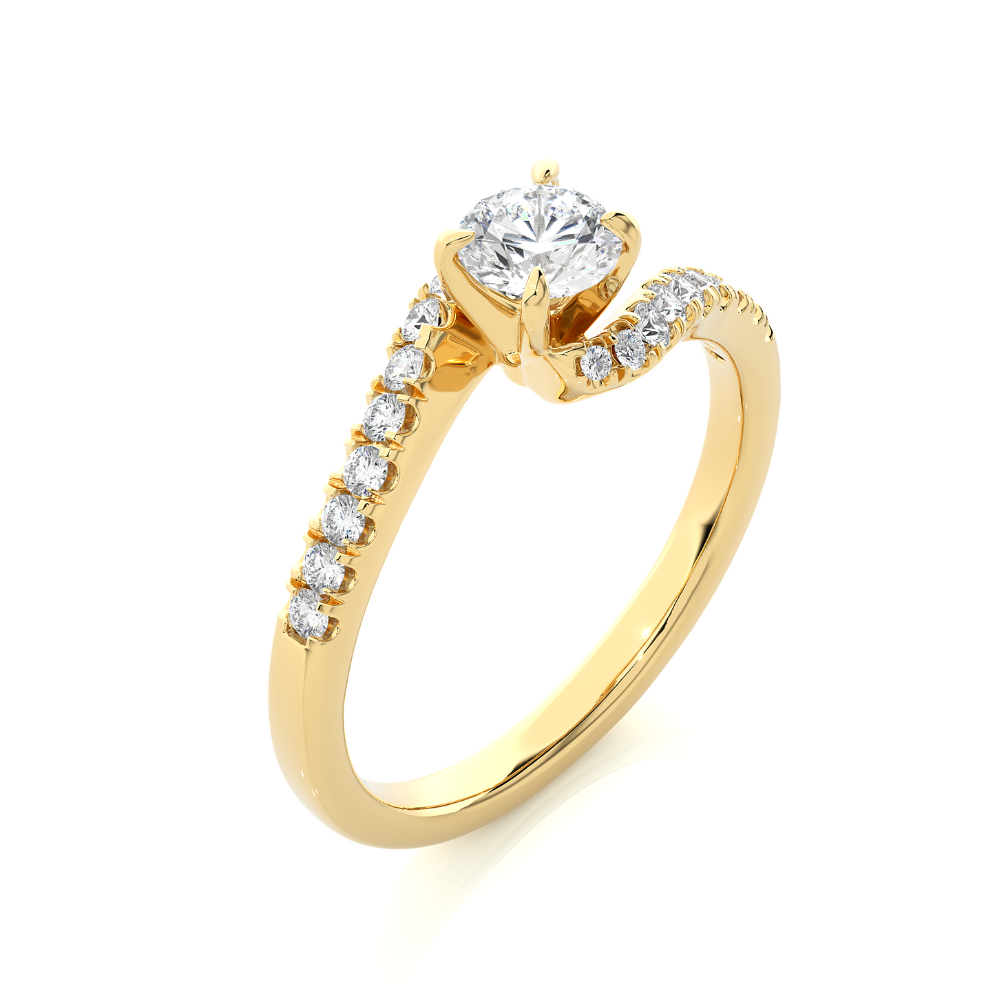 10K Solid Gold Solitaire Diamond Twisted Shank Elegant Engagement Ring for Women