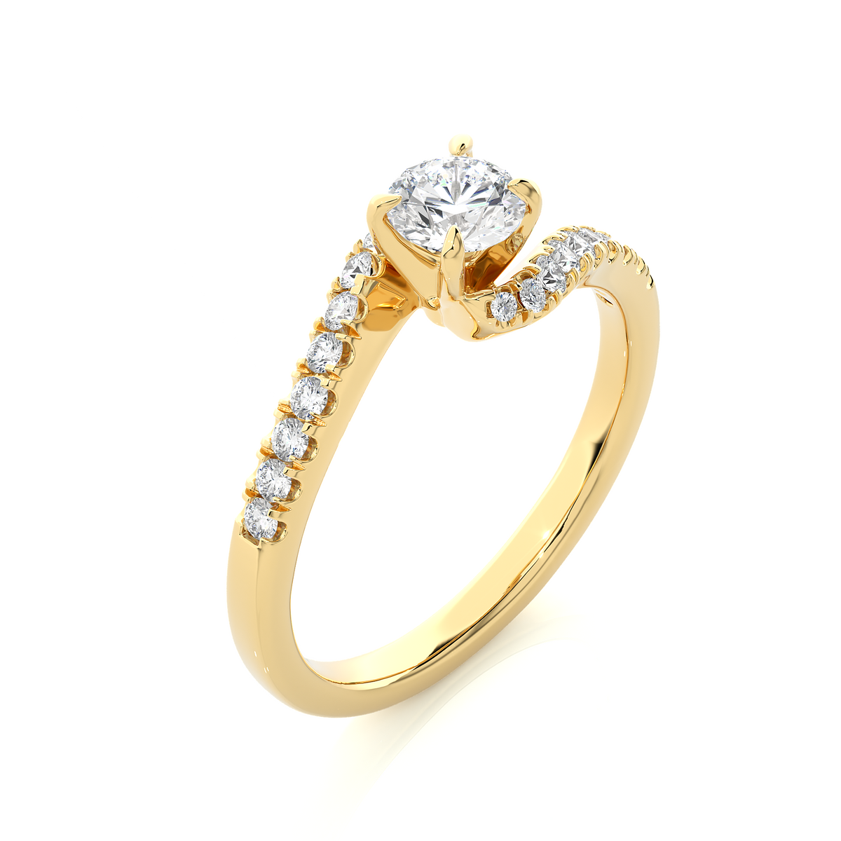 10K Solid Gold Solitaire Diamond Twisted Shank Elegant Engagement Ring for Women - HIGHCARAT DIAMONDS